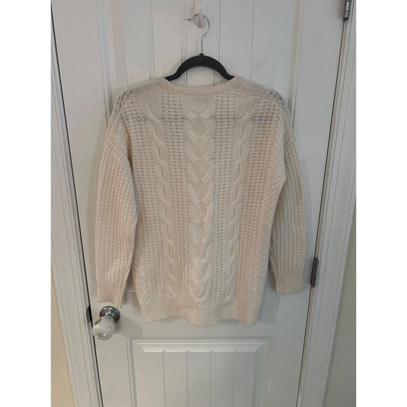 Magaschoni 100% Cashmere Cable Knit Cardigan Sweater Cream Size XS - Picture 5 of 5